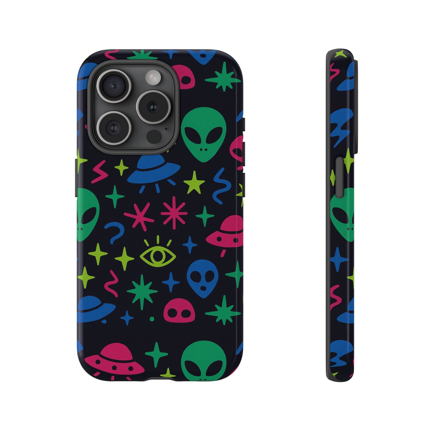 vibrant alien pattern protective phone case with 3d wrap design for unique expression – stylish protection compatible with iphone 13, 14, 15 & 16 – all models including pro, pro max & plus