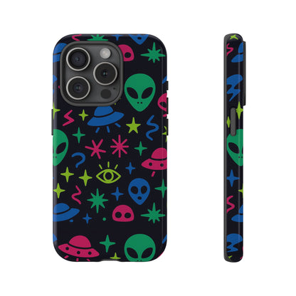 Vibrant Alien Pattern Protective Phone Case with 3D Wrap Design for Unique Expression – Stylish Protection Compatible with iPhone 13, 14, 15 & 16 – All Models Including Pro, Pro Max & Plus