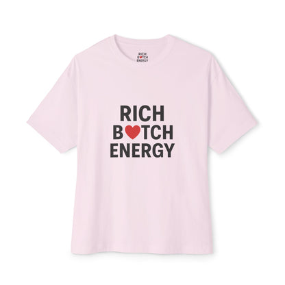 Rich Bitch Energy Unisex Oversized Boxy Tee - Trendy Graphic T-Shirt for Casual Style and Comfort, Perfect for Everyday Wear and Relaxed Fashion