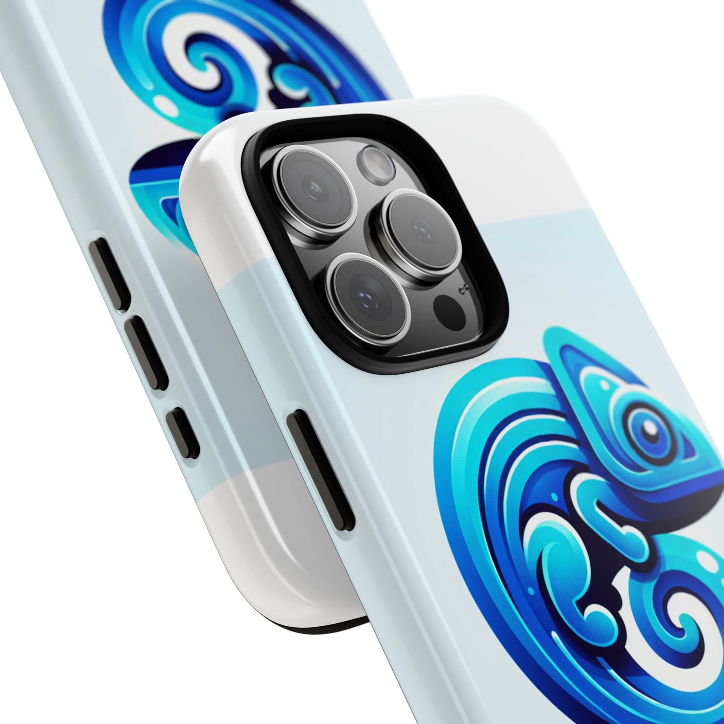 vibrant 3d chameleon phone case in blue retro design for stylish protection – compatible with iphone 13, 14, 15 & 16 – all models including pro, pro max & plus