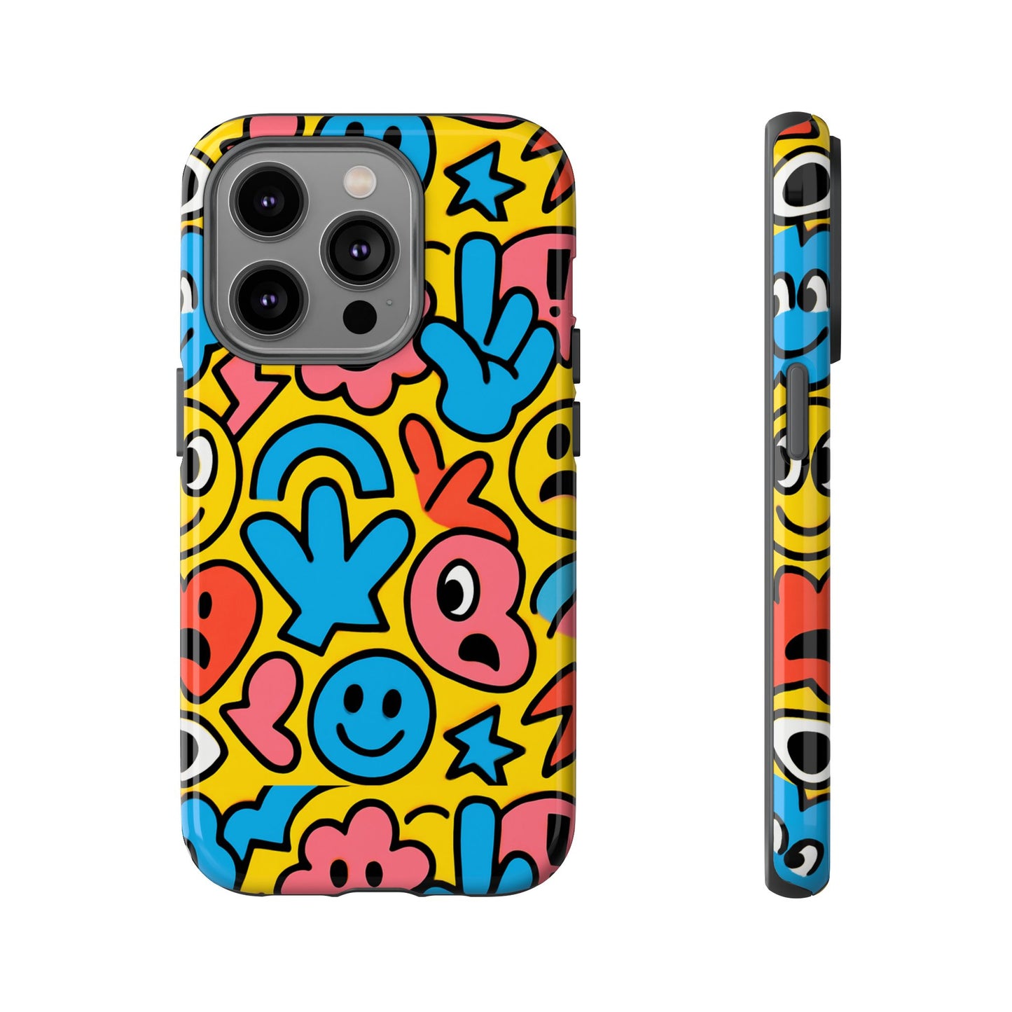 vibrant emoji phone case with fun 3d multicolour design, playful protective cover for kids and teens, compatible with iphone 13, 14, 15 & 16 – all models including pro, pro max & plus