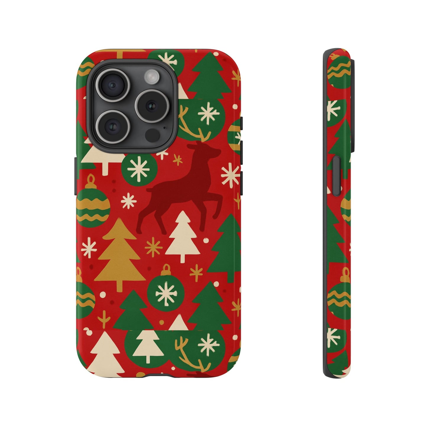 vibrant red christmas phone case with festive 3d design for stylish protection compatible with iphone 13, 14, 15 & 16 – all models including pro, pro max & plus