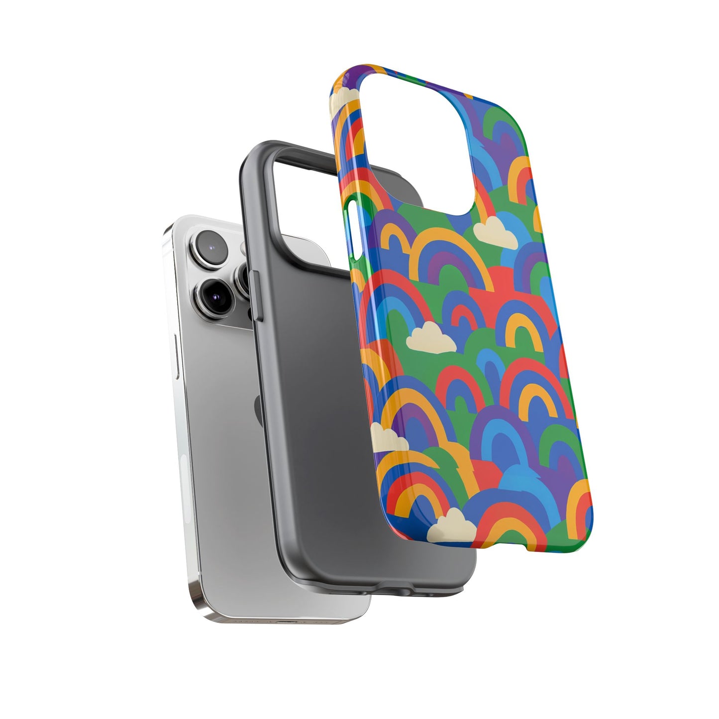 multicolour 3d rainbow phone case for trendy men and women unique playful design stylish protection compatible with iphone 13, 14, 15 & 16 – all models including pro, pro max & plus