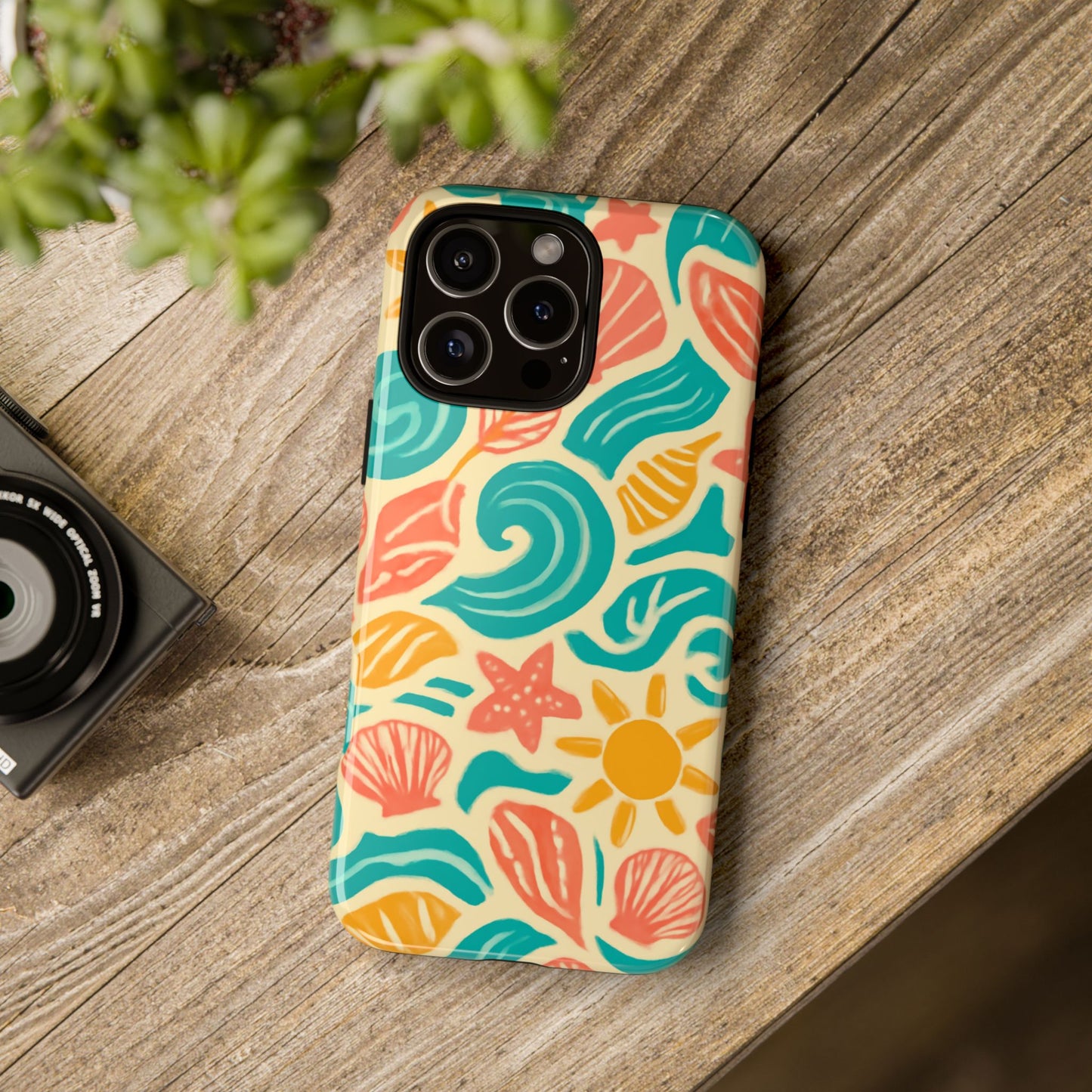 vibrant beach style protective phone case with 3d wrap design for stylish protection – compatible with iphone 13, 14, 15 & 16 – all models including pro, pro max & plus