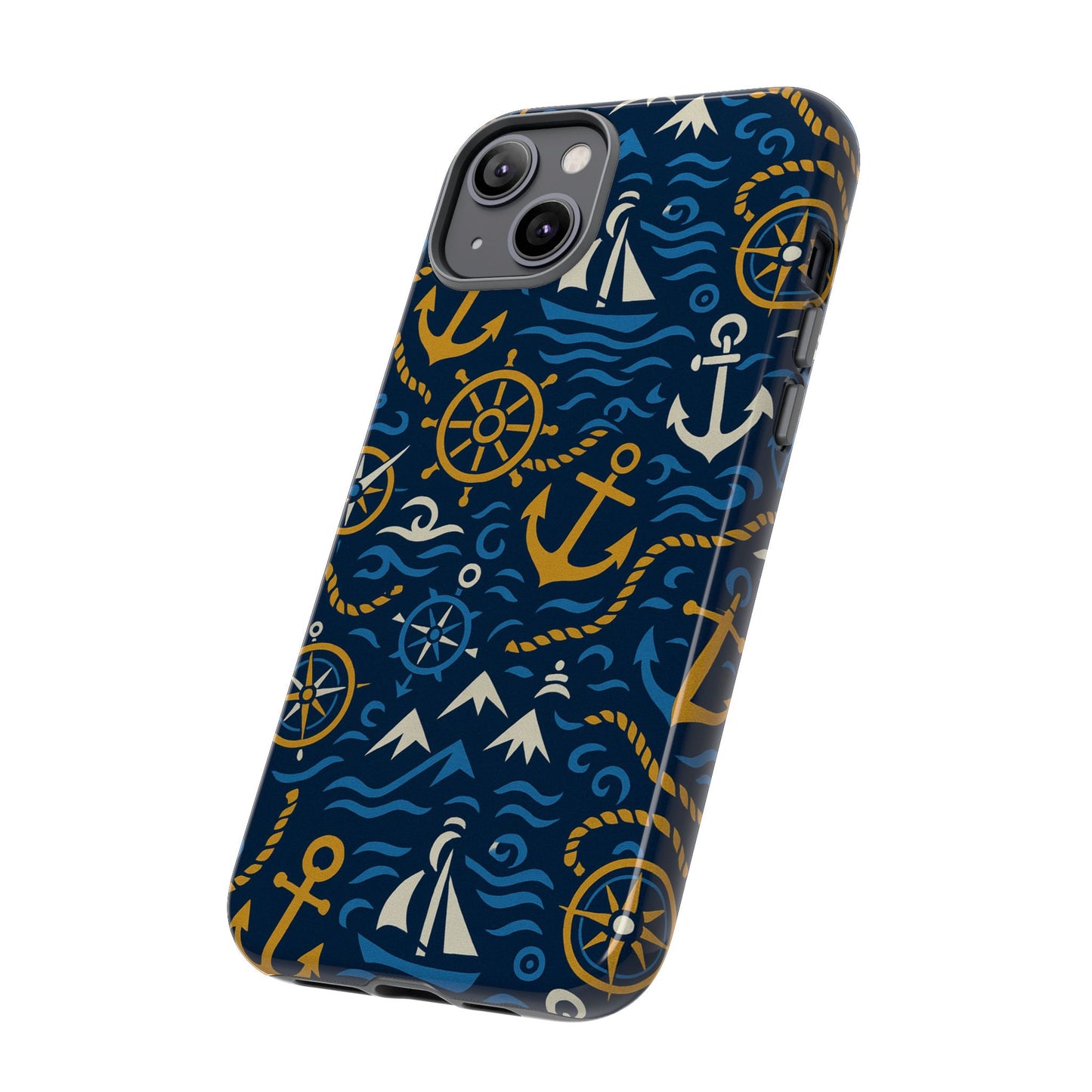 vibrant nautical blue phone case with 3d anchor design for stylish protection compatible with iphone 13, 14, 15 & 16 – all models including pro, pro max & plus