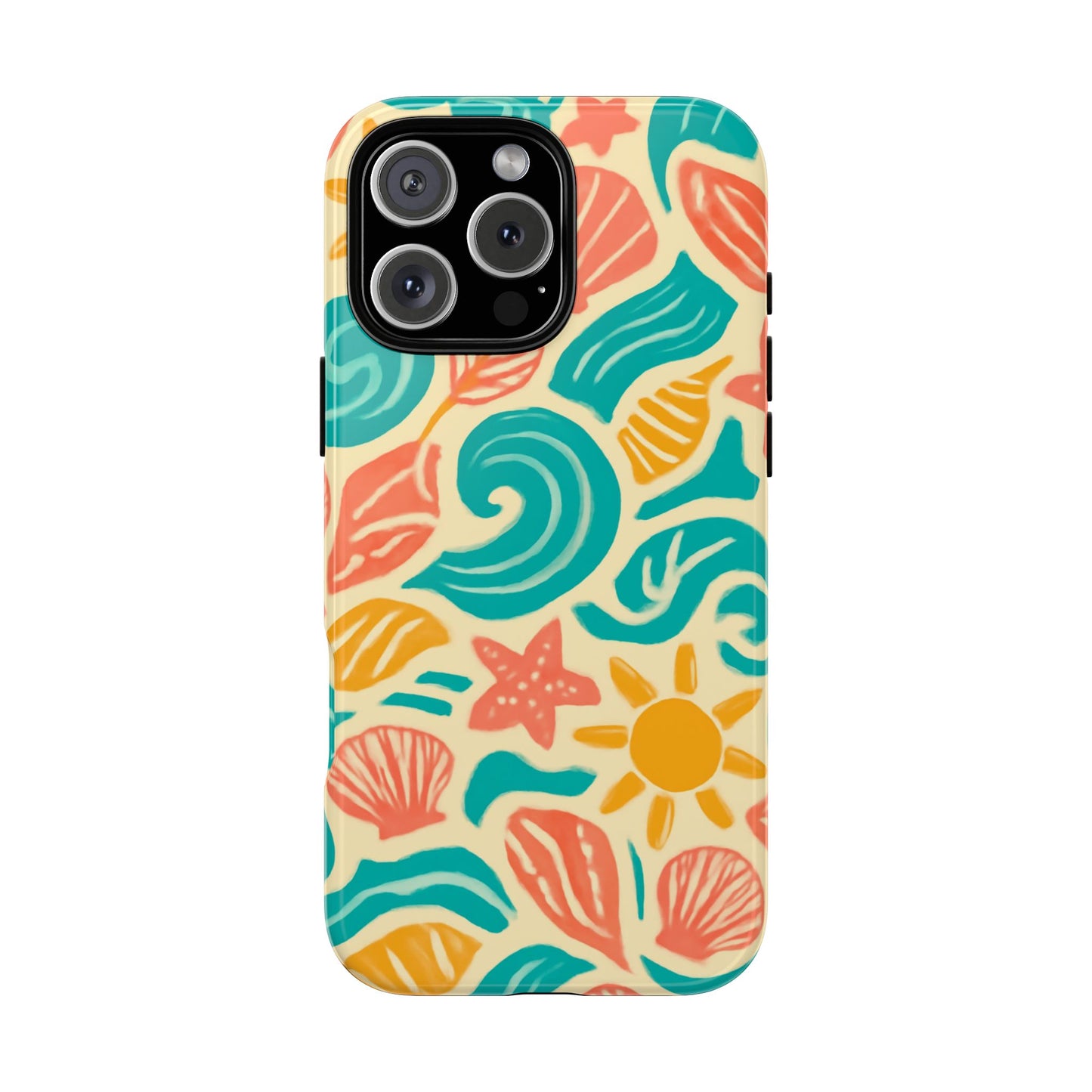 vibrant beach style protective phone case with 3d wrap design for stylish protection – compatible with iphone 13, 14, 15 & 16 – all models including pro, pro max & plus
