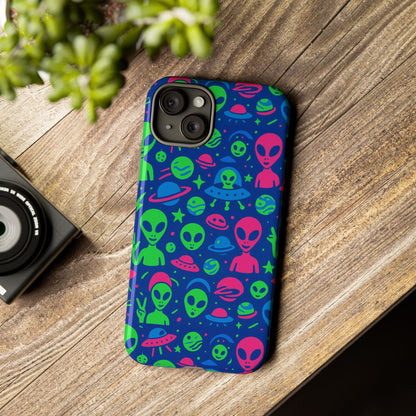Vibrant Multicolour Alien 3D Wrap Phone Case in Retro Anime Style for Stylish Protection Compatible with iPhone 13, 14, 15 & 16 – all models including Pro, Pro Max & Plus