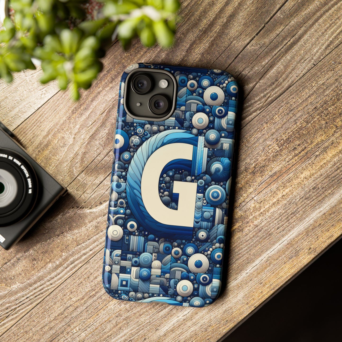 blue alphabet g phone case for iphone and android shockproof protective cover with 3d wrap design and uv protection