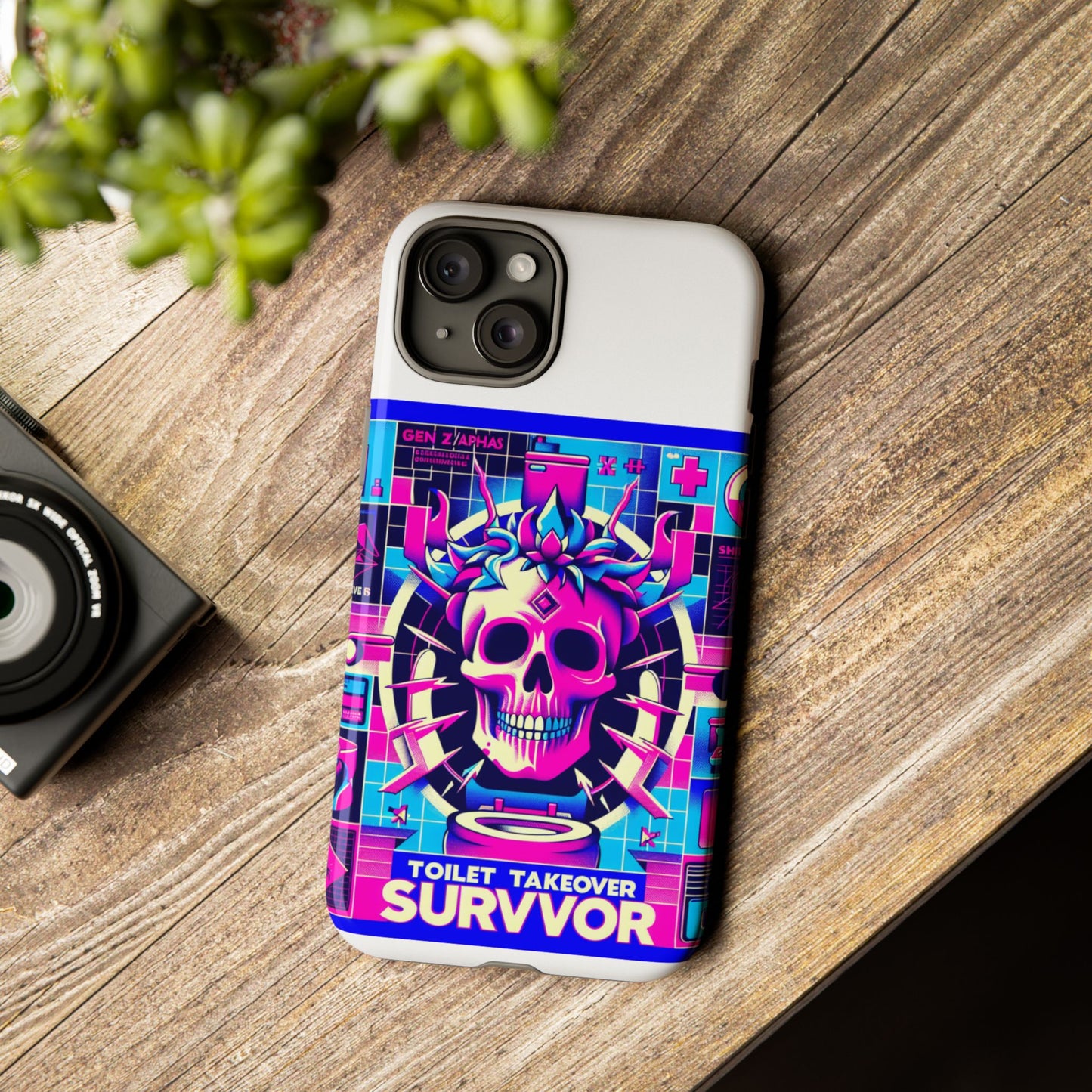 toilet takeover survivor 3d wrap protective phone case for anime and comic fans, shock absorbing tpu silicone, uv protected, stylish design, gift for birthdays and holidays
