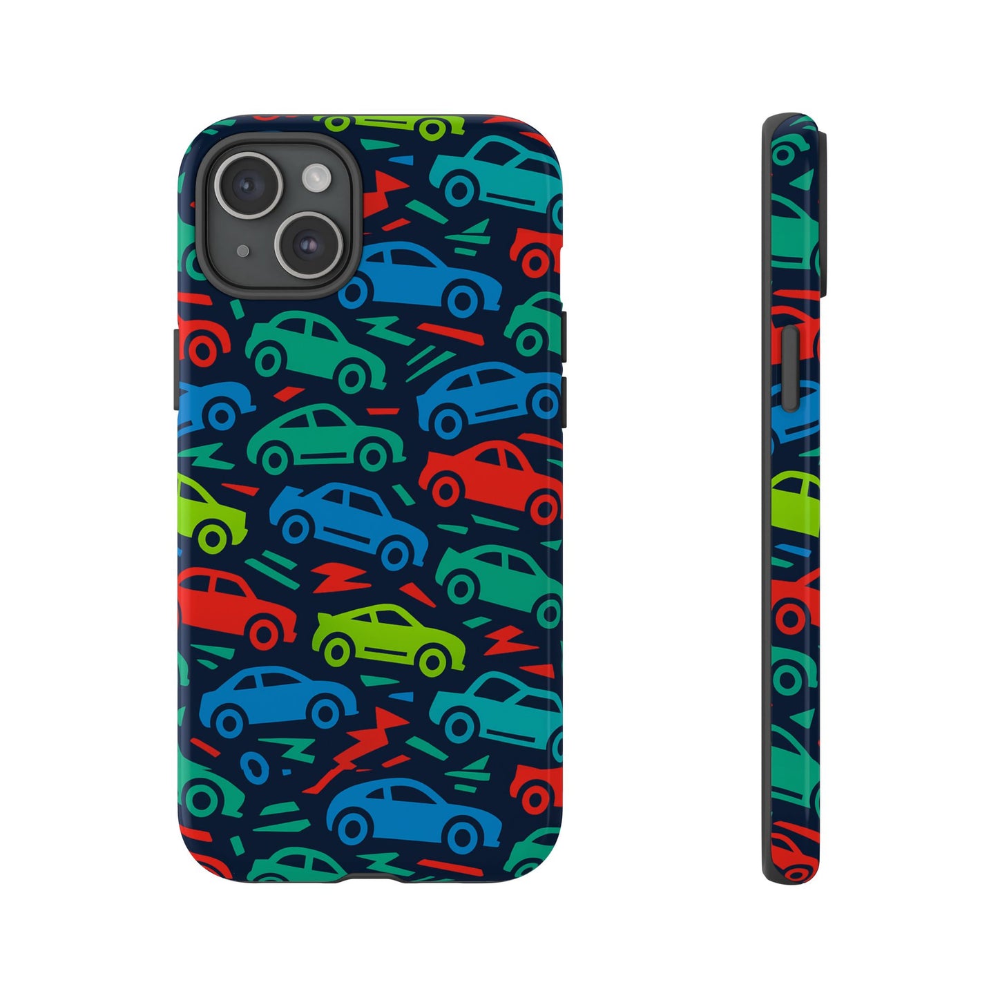 vibrant retro automotive design protective phone case for kids and adults – colourful 3d wrap style – stylish protection compatible with iphone 13, 14, 15 & 16 – all models including pro, pro max & plus