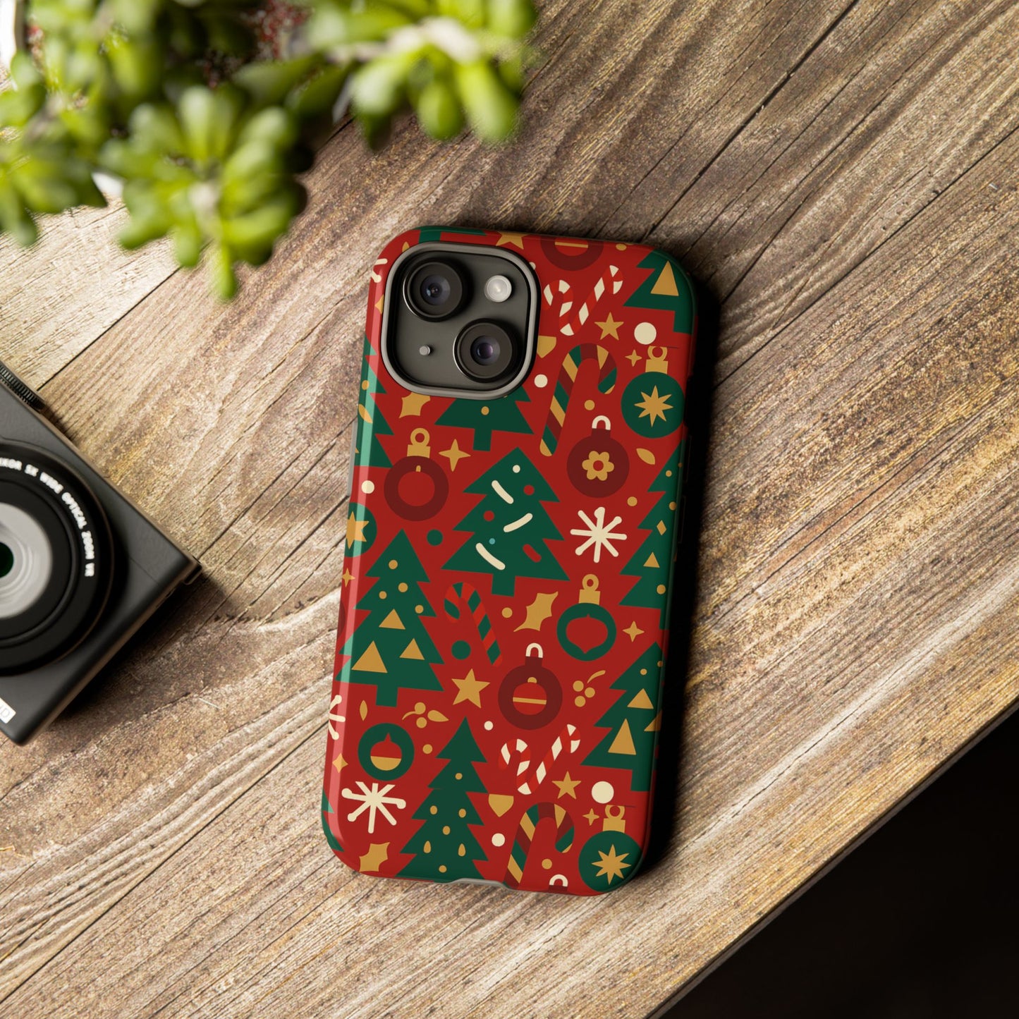 festive red christmas phone case with 3d wrap design – vibrant protection for iphone 13, 14, 15 & 16 – all models including pro, pro max & plus