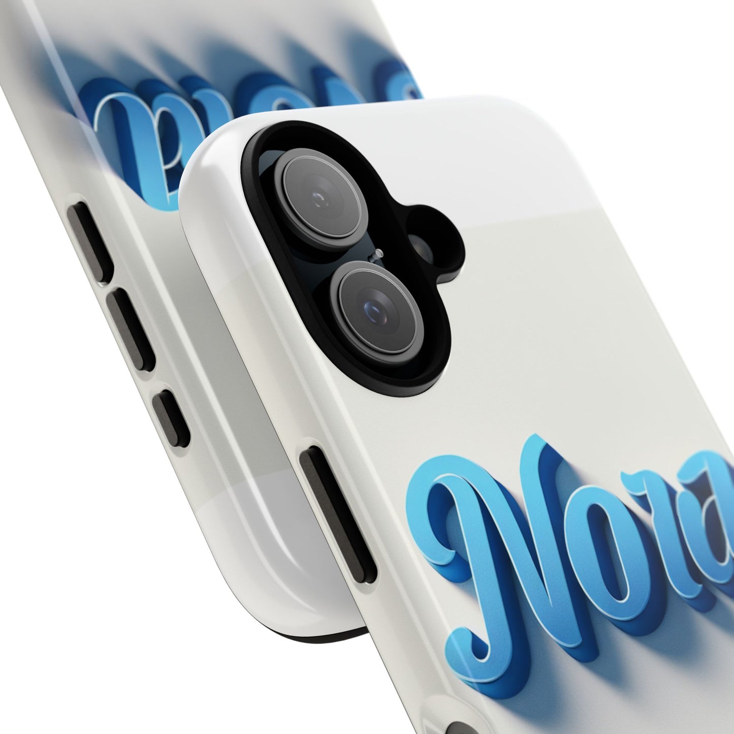 vibrant 3d text phone case in blue with retro design – stylish protection for smartphones, compatible with iphone 13, 14, 15 & 16 – all models including pro, pro max & plus