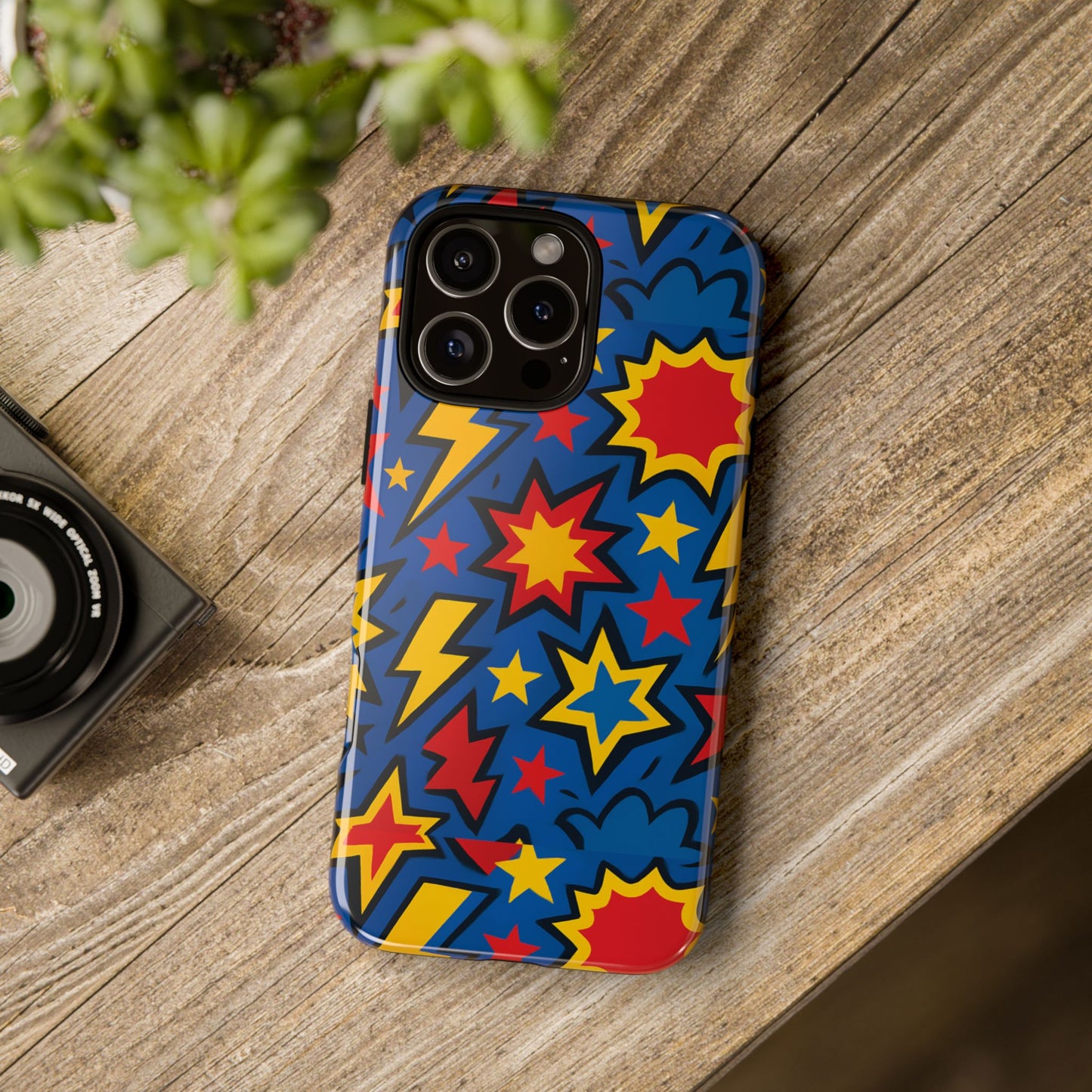 vibrant 3d superhero design protective phone case for fun retro style and unique expression compatible with iphone 13, 14, 15 & 16 – all models including pro, pro max & plus