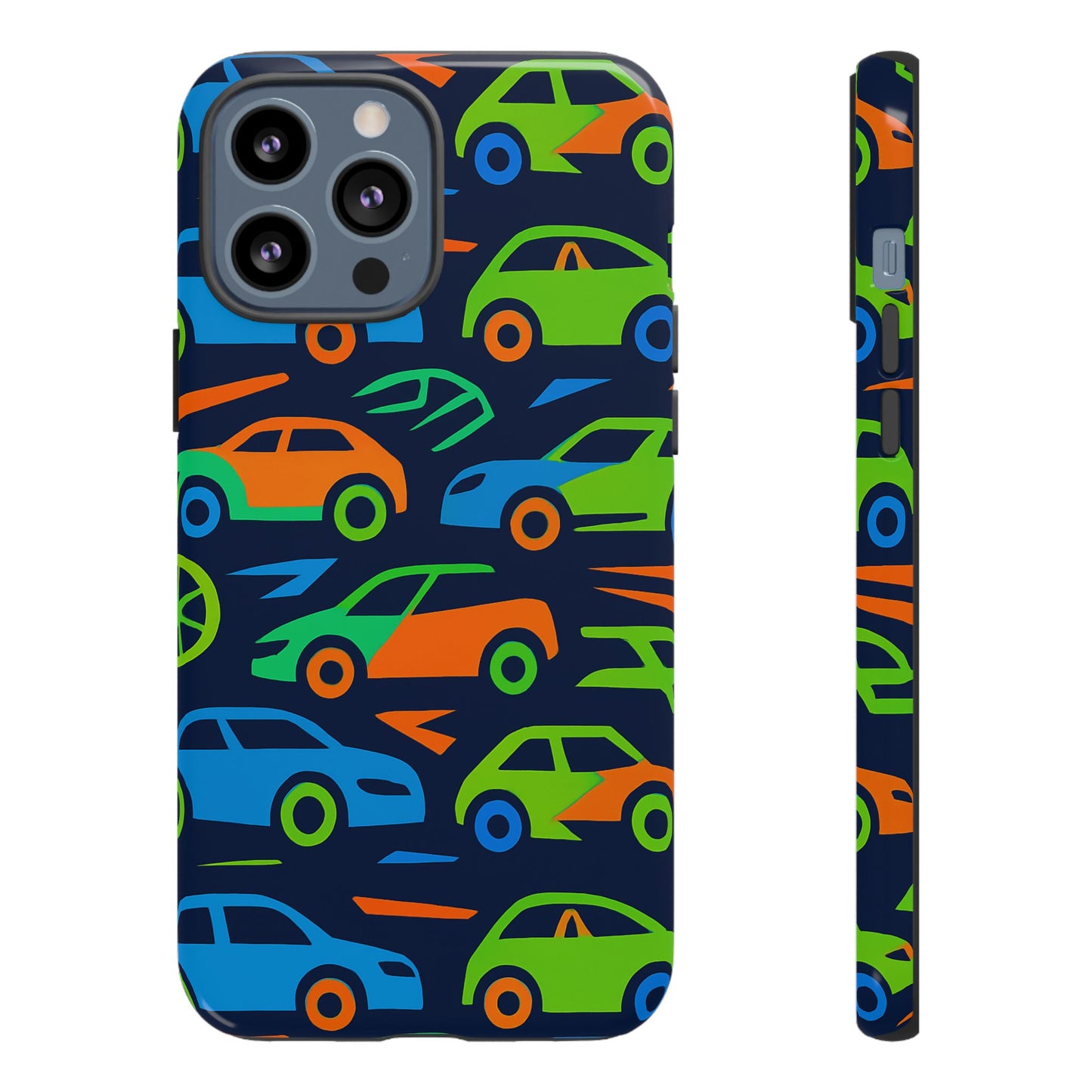 vibrant 3d car pattern protective phone case for expressive individuals stylish accessory compatible with iphone 13, 14, 15 & 16 – all models including pro, pro max & plus