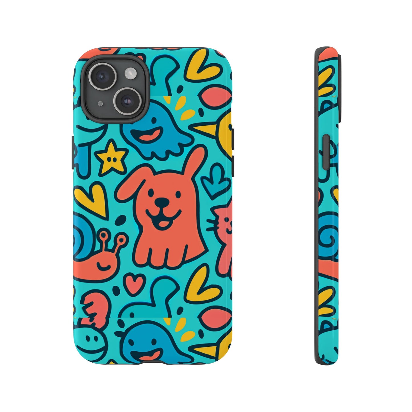 vibrant colourful protective phone case with fun animal cartoon design – stylish protection for kids and adults compatible with iphone 13, 14, 15 & 16 – all models including pro, pro max & plus