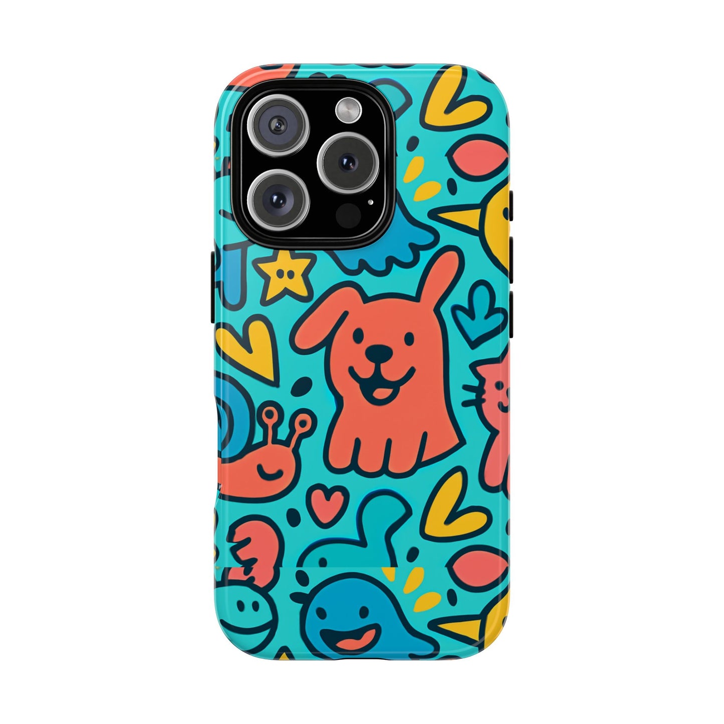 vibrant colourful protective phone case with fun animal cartoon design – stylish protection for kids and adults compatible with iphone 13, 14, 15 & 16 – all models including pro, pro max & plus