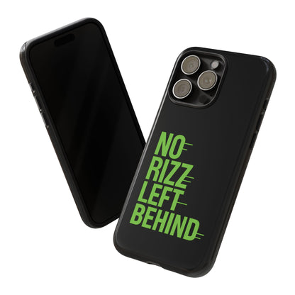 Tough Phone Case - No Rizz Left Behind, Durable Protection, Shock Absorbent, Stylish Design, Perfect Gift for Adults, Supports Wireless Charging, UV Protected, Lightweight Accessory