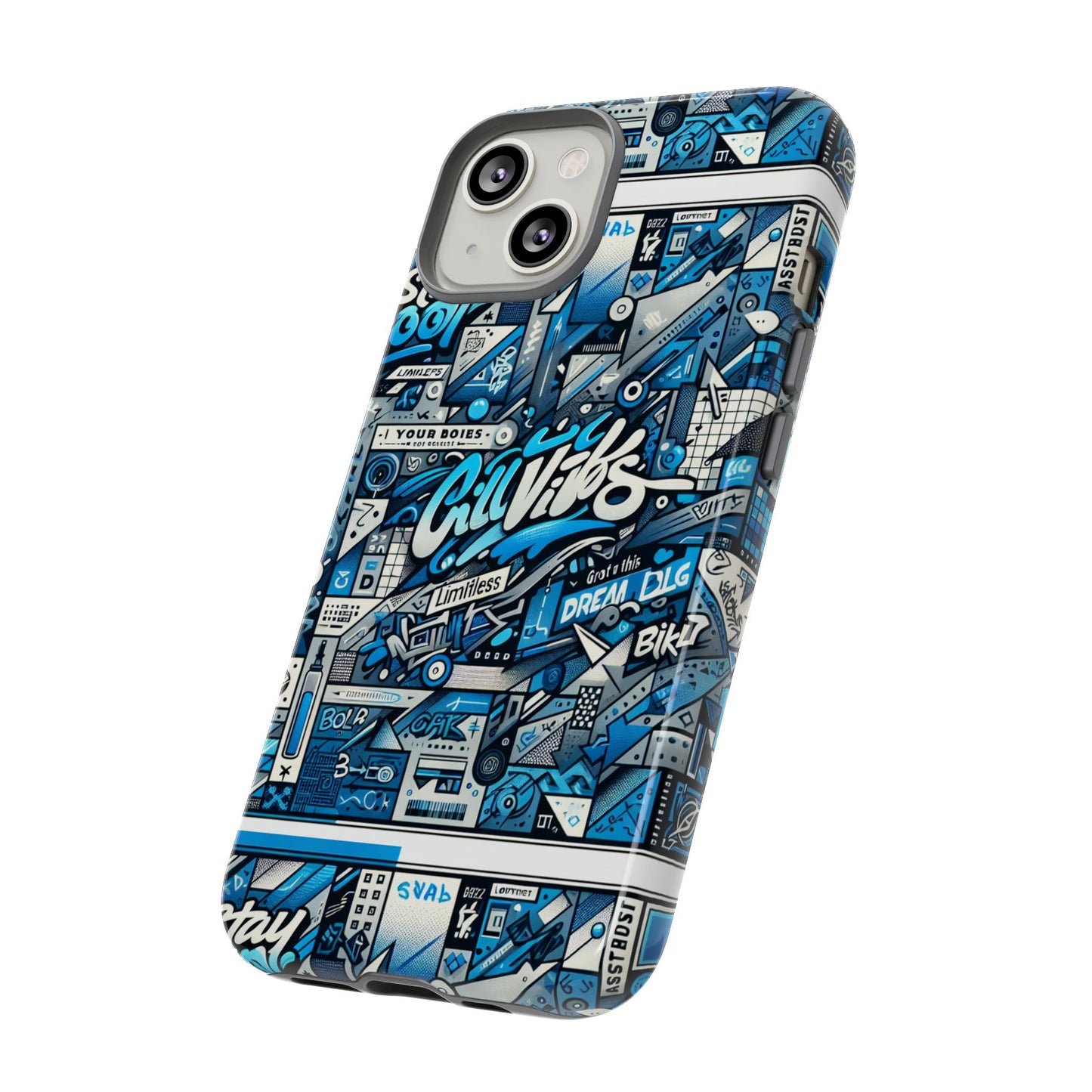 vibrant 3d wrap protective phone case in retro blue aesthetic for stylish protection compatible with iphone 13, 14, 15 & 16 – all models including pro, pro max & plus