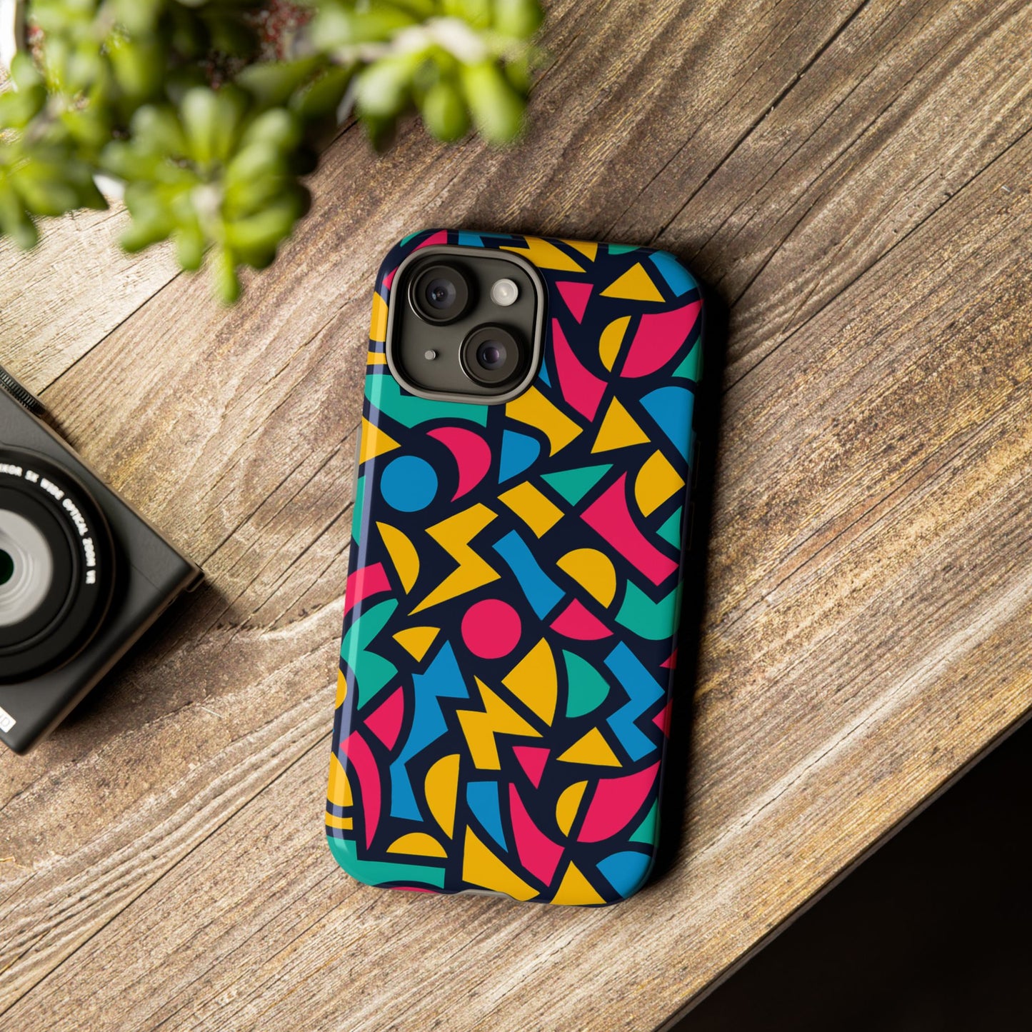 vibrant retro aesthetic phone case – stylish protection in multicolour design – compatible with iphone 13, 14, 15 & 16 – all models including pro, pro max & plus