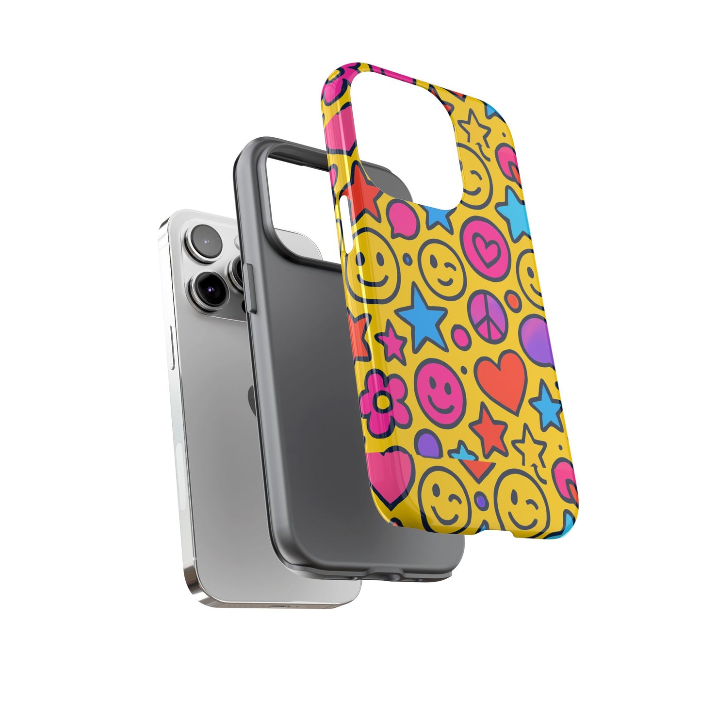 multicolour emoji protective phone case with 3d wrap design for stylish protection and individual expression compatible with iphone 13, 14, 15 & 16 – all models including pro, pro max & plus