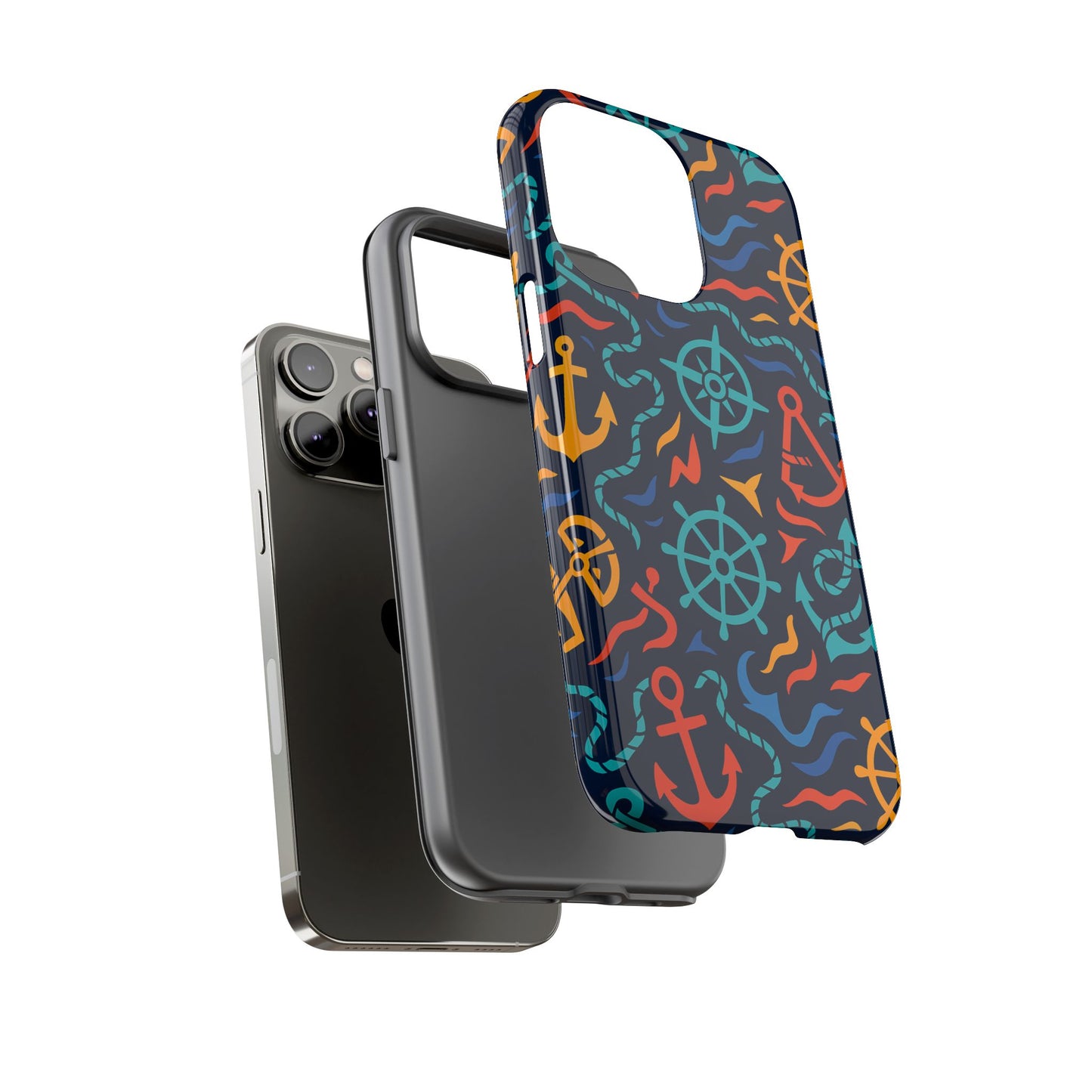 nautical multicolor protective phone case with 3d wrap design for unique style and self-expression compatible with iphone 13, 14, 15 & 16 – all models including pro, pro max & plus