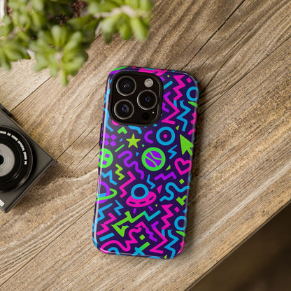Vibrant Y2K Abstract Protective Phone Case with 3D Wrap Design for Bold Aesthetic Compatible with iPhone 13, 14, 15 & 16 – all models including Pro, Pro Max & Plus