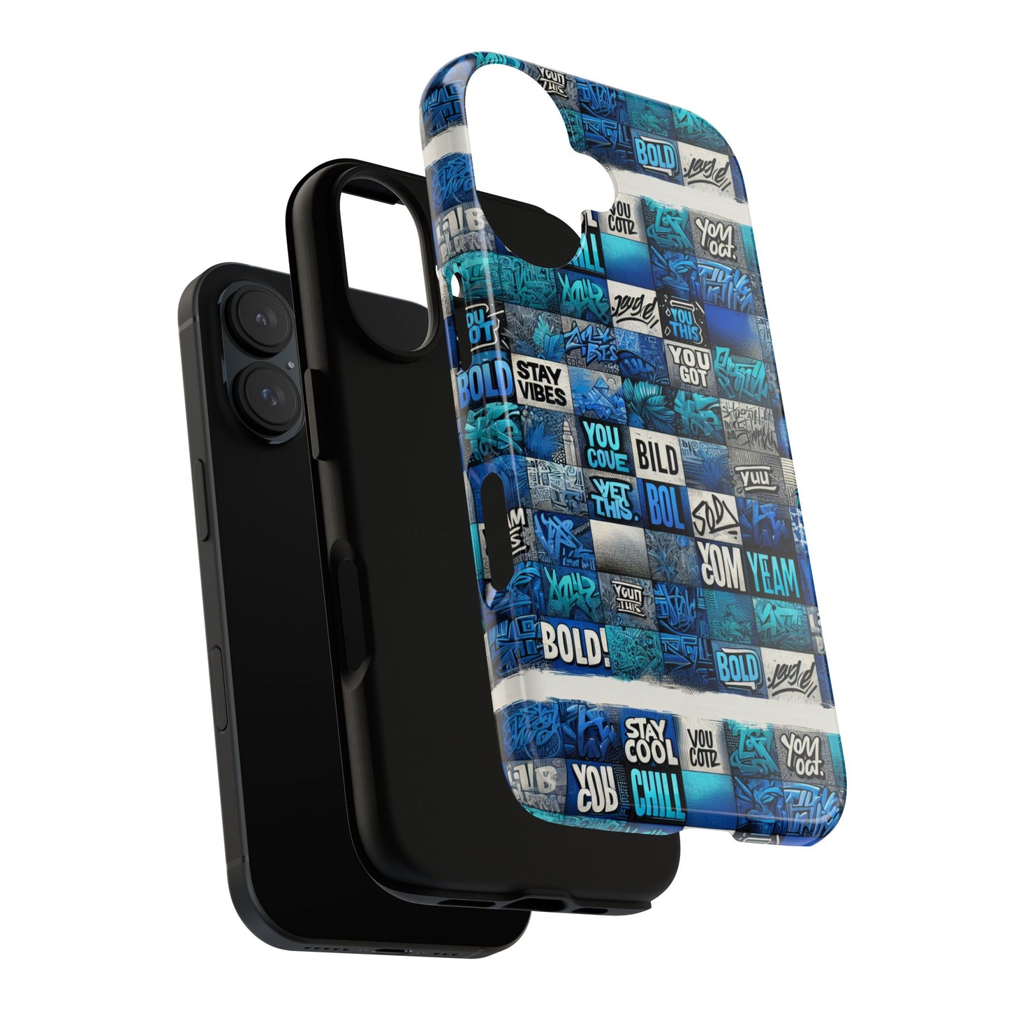 vibrant 3d graphic protective phone case with blue design – playful accessory for stylish protection compatible with iphone 13, 14, 15 & 16 – all models including pro, pro max & plus