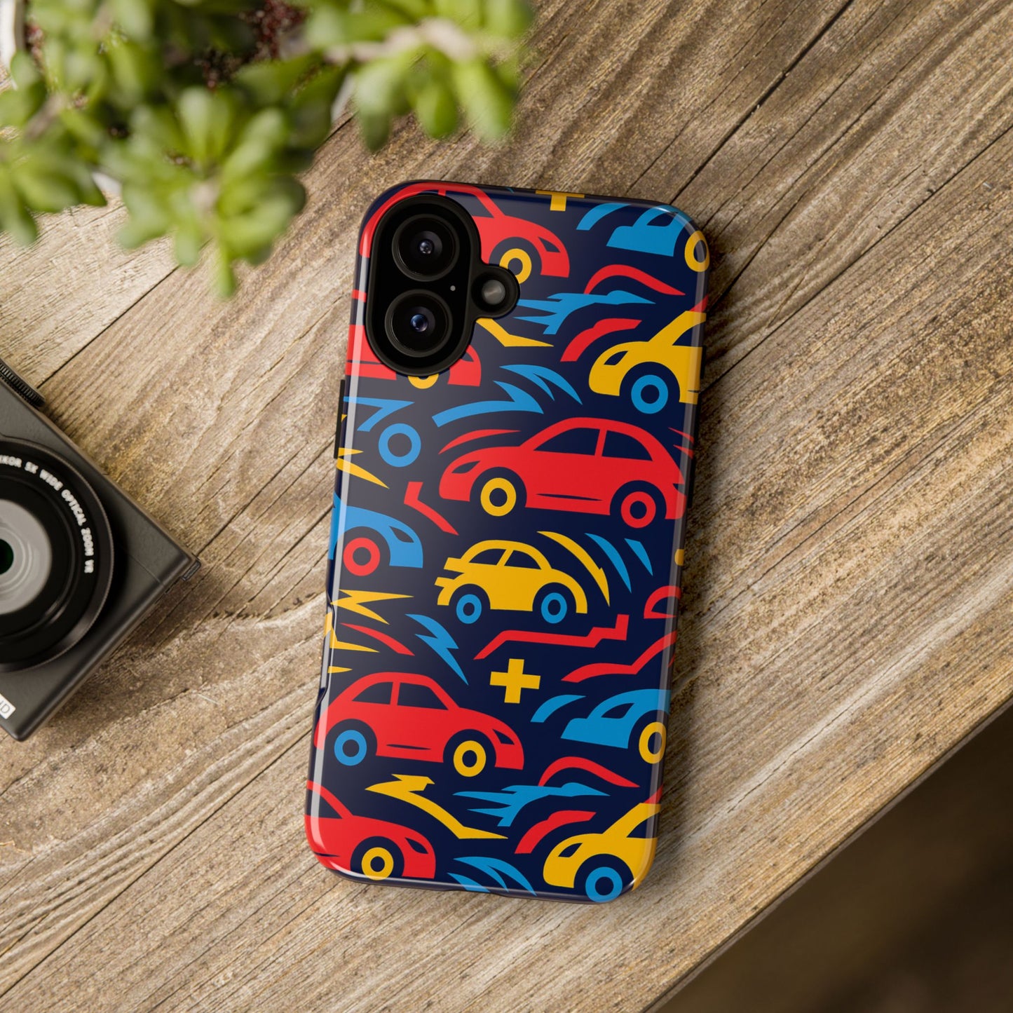 multicolour retro 3d wrap protective phone case with vibrant car design for stylish protection compatible with iphone 13, 14, 15 & 16 – all models including pro, pro max & plus