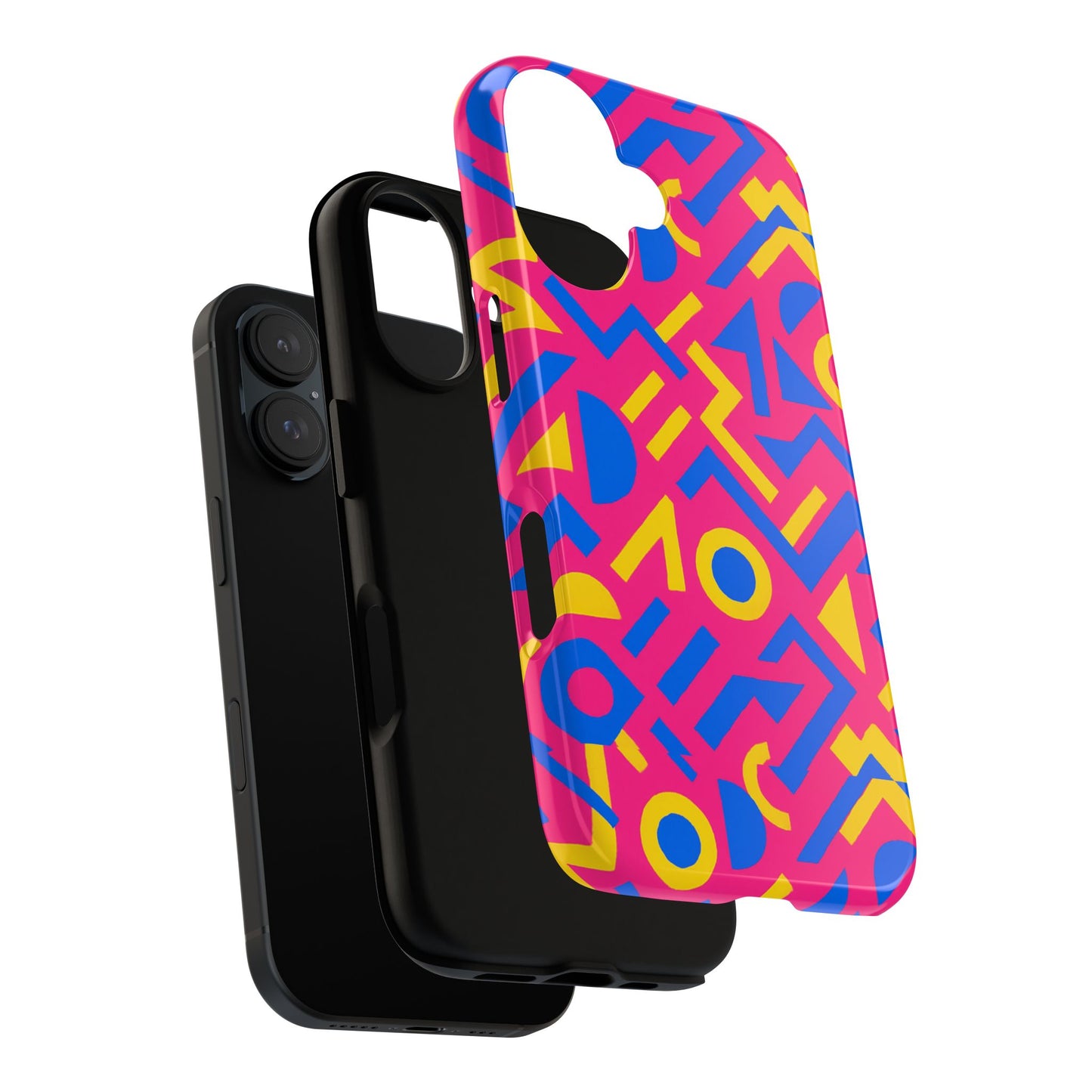 vibrant geometric 3d wrap protective phone case with multicolour design for unique style compatible with iphone 13, 14, 15 & 16 – all models including pro, pro max & plus