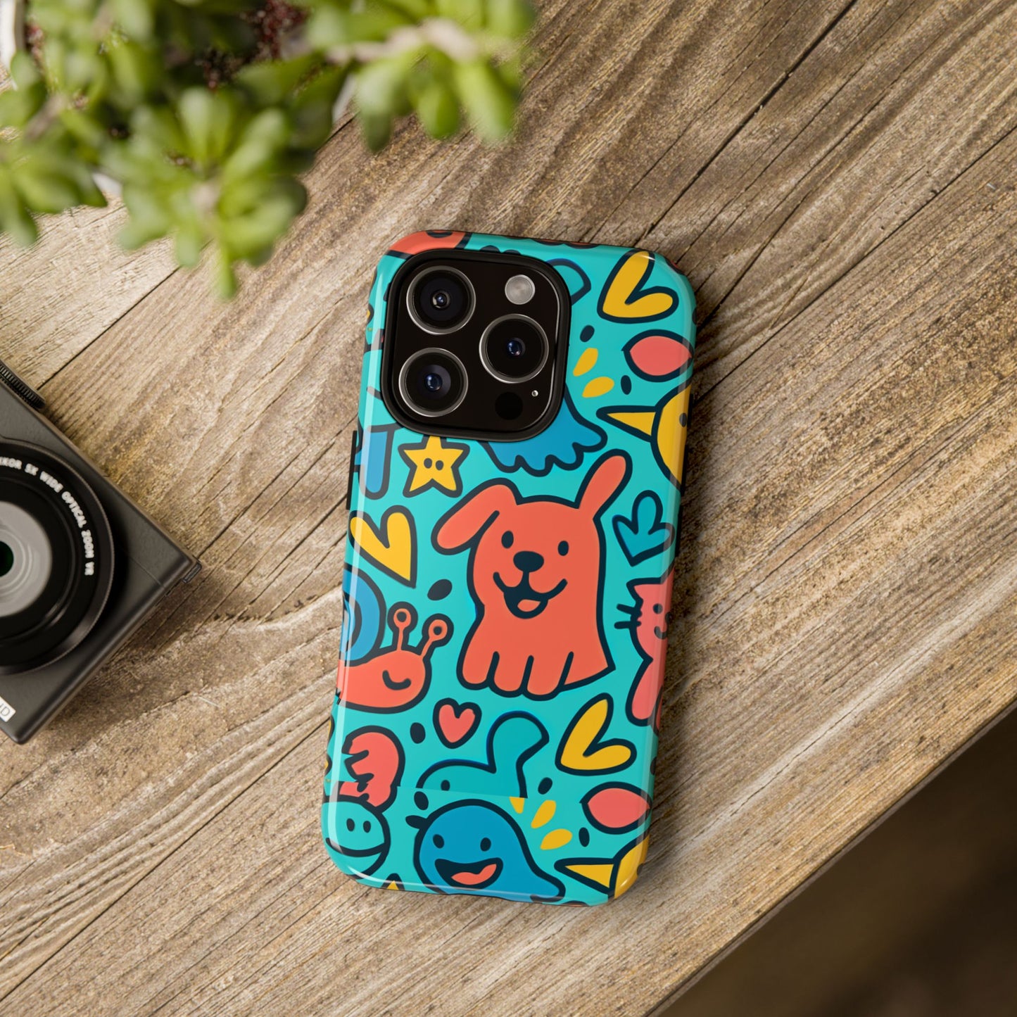 vibrant colourful protective phone case with fun animal cartoon design – stylish protection for kids and adults compatible with iphone 13, 14, 15 & 16 – all models including pro, pro max & plus