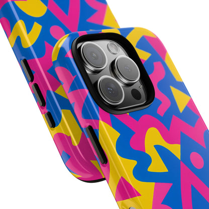 Vibrant Y2K Geometric Protective Phone Case with 3D Wrap Design for Unique Style Compatible with iPhone 13, 14, 15 & 16 – all models including Pro, Pro Max & Plus