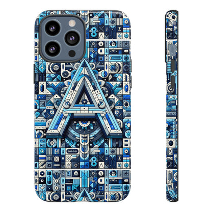 Blue Alphabet Letter A Phone Case for iPhone and Samsung Galaxy Durable Shockproof Cover with 3D Wrap Design Kids and Teenagers Gift
