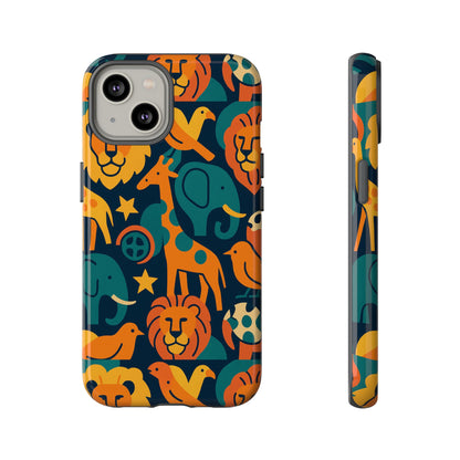 Vibrant Animal Print Protective Phone Case in Multicolour – Playful Design for Stylish Protection – Compatible with iPhone 13, 14, 15 & 16 – All Models Including Pro, Pro Max & Plus
