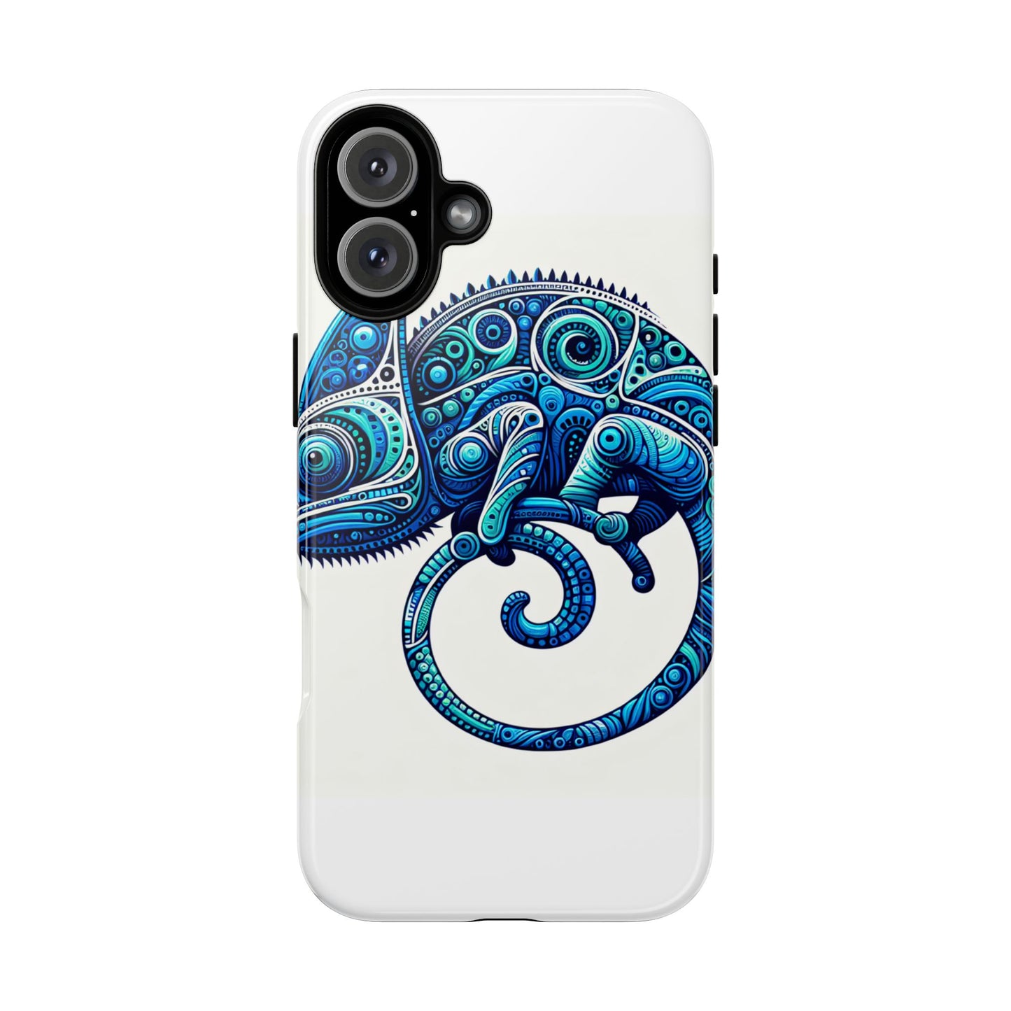 vibrant 3d wrap protective phone case with blue chameleon design, creative accessory for unique style, compatible with iphone 13, 14, 15 & 16 – all models including pro, pro max & plus