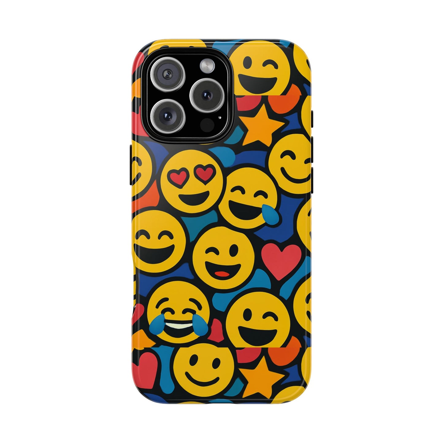 multicolour emoji protective phone case with 3d wrap design fun accessory for unisex compatible with iphone 13, 14, 15 & 16 – all models including pro, pro max & plus