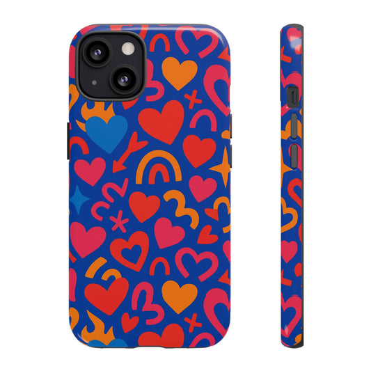 Vibrant Multicolour Heart Design Protective Phone Case Stylish Accessory for Self-Expression Compatible with iPhone 13, 14, 15 & 16 – all models including Pro, Pro Max & Plus