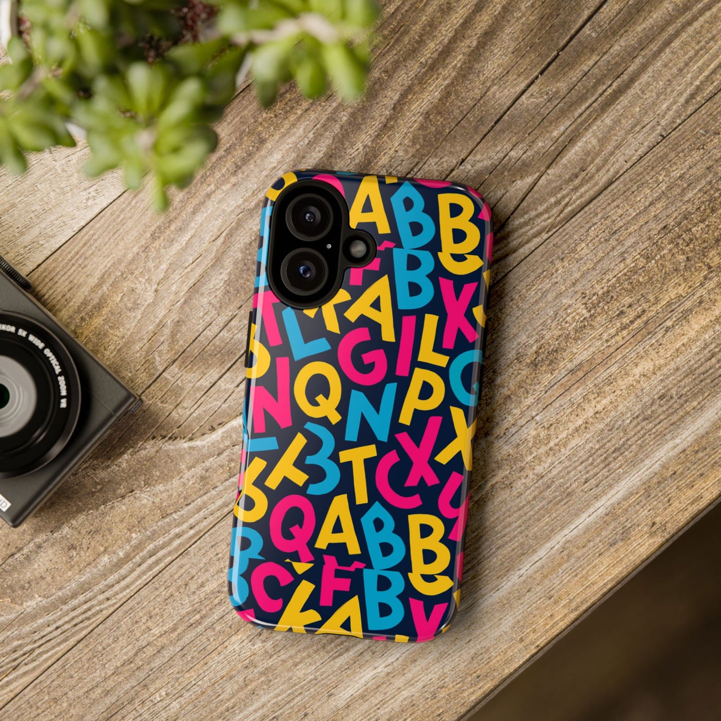 multicolour 3d wrap phone case with playful alphabet design – stylish protection for smartphones compatible with iphone 13, 14, 15 & 16 – all models including pro, pro max & plus