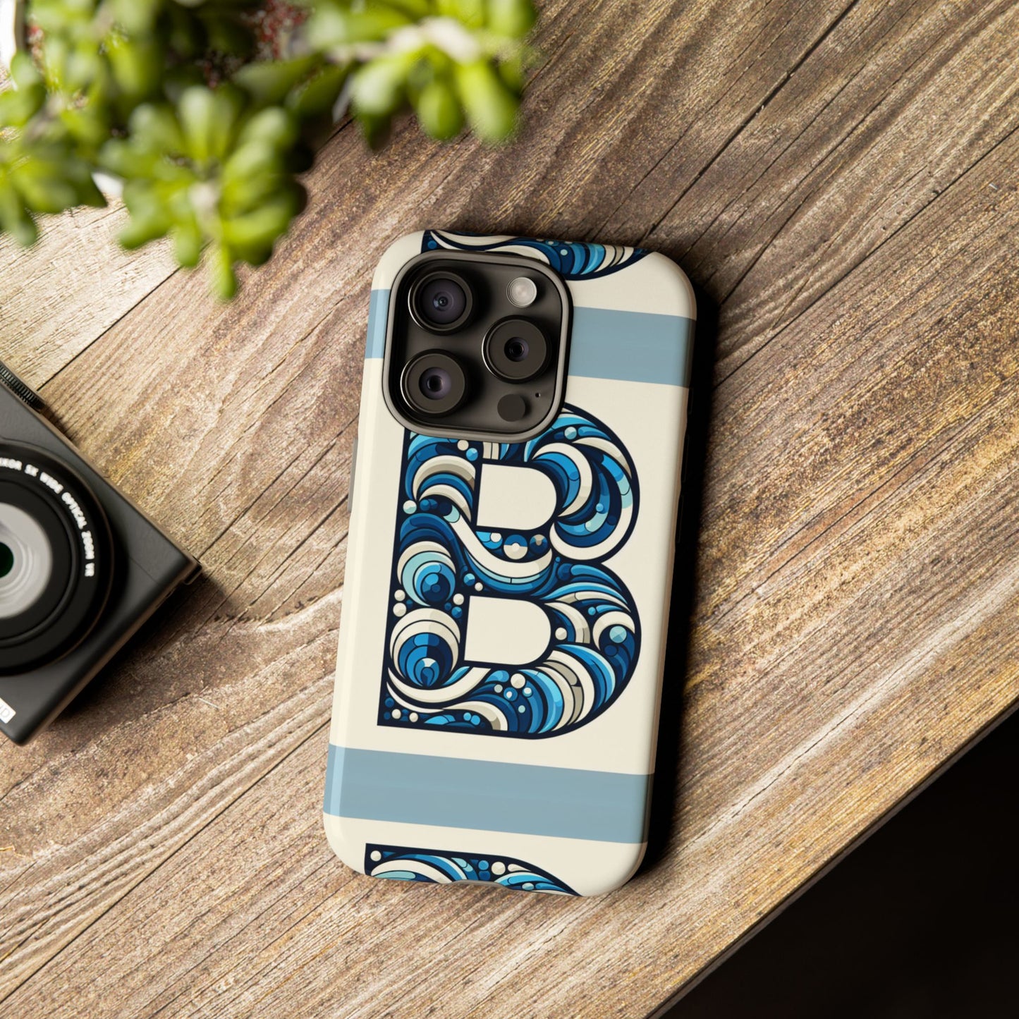 blue alphabet letter b phone case with 3d wrap and shock protection for kids and teens durable tpu cover with vibrant design