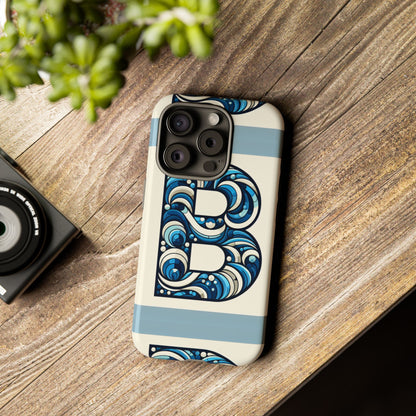 Blue Alphabet Letter B Phone Case with 3D Wrap and Shock Protection for Kids and Teens Durable TPU Cover with Vibrant Design