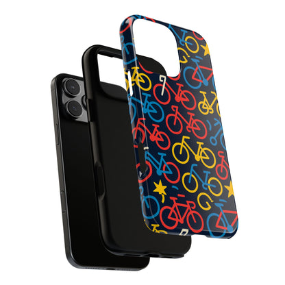 Multicolor Bicycle Pattern Protective Phone Case – Vibrant 3D Design for Stylish Protection – Compatible with iPhone 13, 14, 15 & 16 – All Models Including Pro, Pro Max & Plus