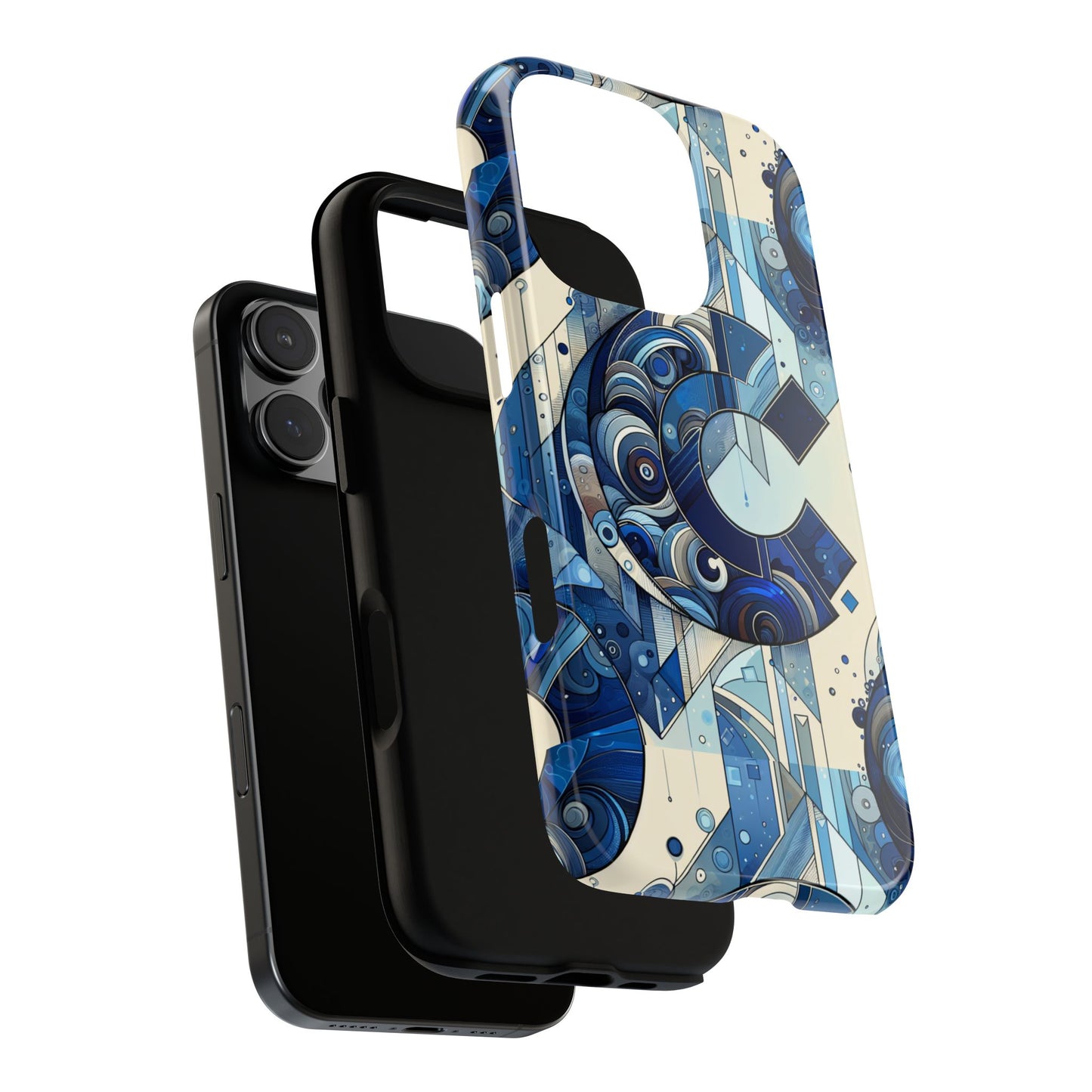blue alphabet c phone case for smartphone protection with 3d wrap design, shock absorption, uv protection, durable silicone material, suitable for tech enthusiasts and individuality seekers