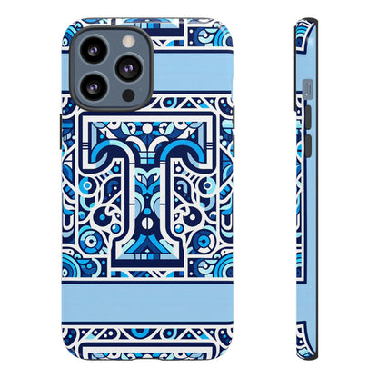 Blue Alphabet T Phone Case with 3D Wrap Shock Absorption and UV Protection for Kids and Teens