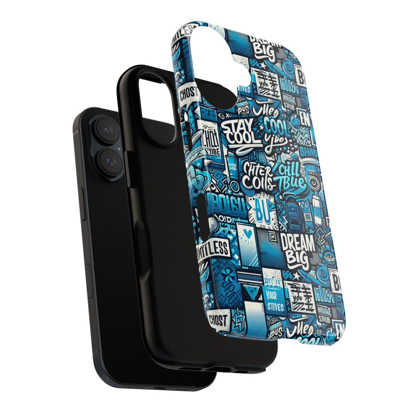 blue pattern image 15 phone case with 3d wrap design shock absorption for android and iphone devices durable uv protected protective cover