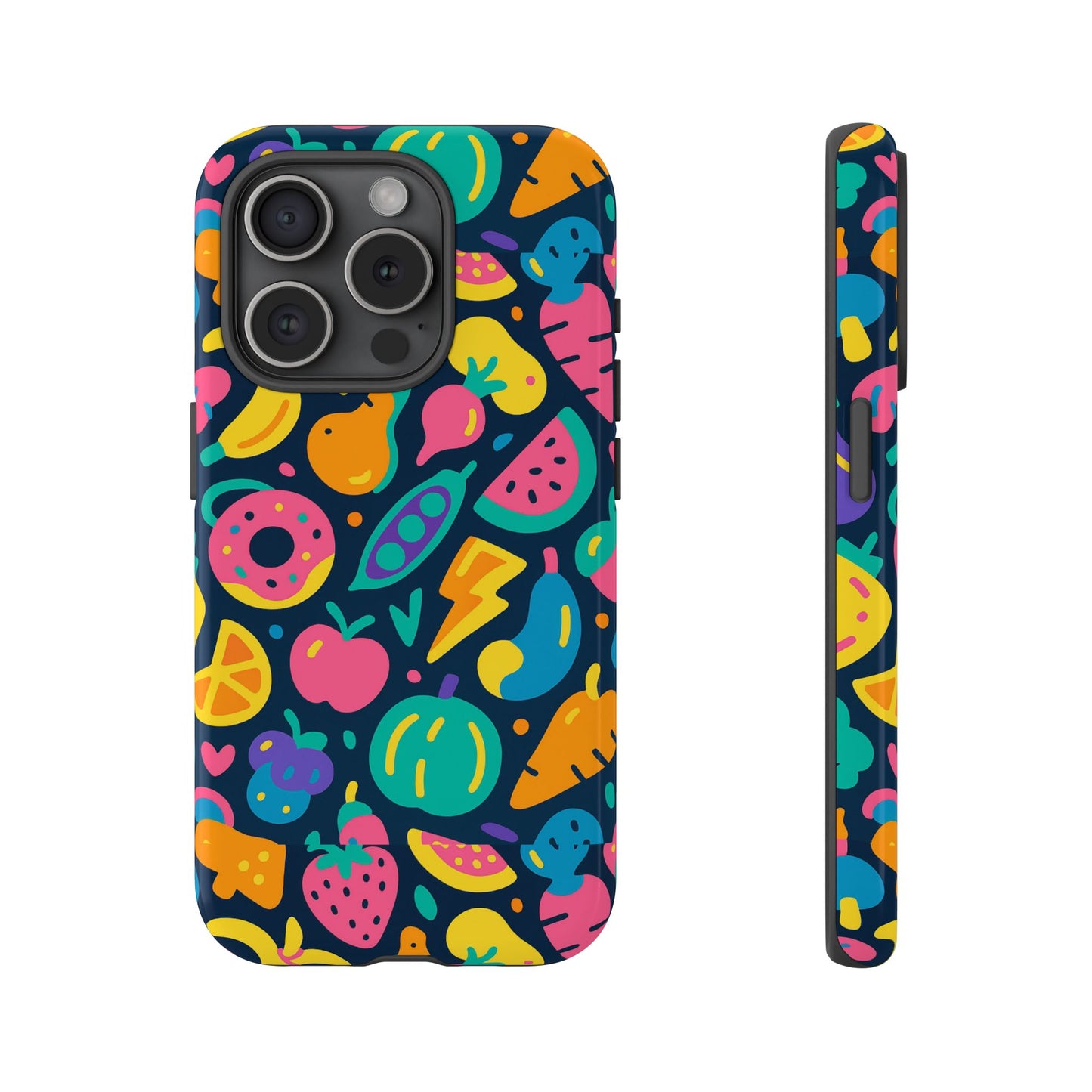 vibrant 3d fruit pattern protective phone case colourful accessory for stylish individuals compatible with iphone 13, 14, 15 & 16 – all models including pro, pro max & plus