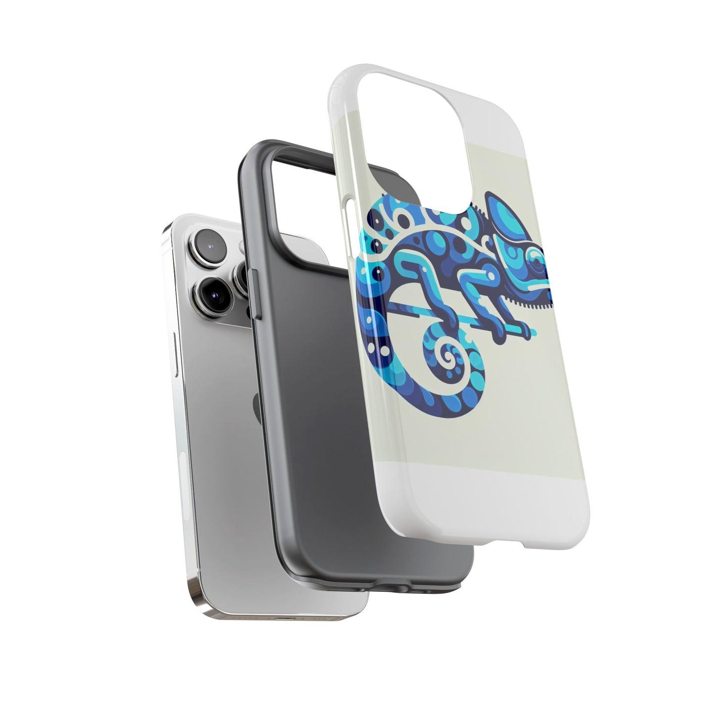 vibrant 3d chameleon phone case for stylish protection with unique blue animal design compatible with iphone 13, 14, 15 & 16 – all models including pro, pro max & plus