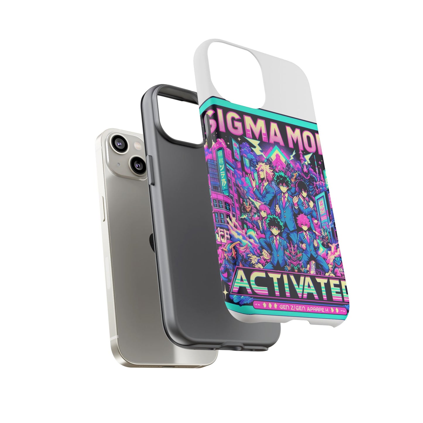 vibrant sigma mode activated protective phone case for anime lovers, 3d wrap design, durable tpu silicone, uv protected, stylish drop protection, gift for friends