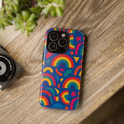 Vibrant 3D Geometric Phone Case in Multicolour Design for Stylish Protection Compatible with iPhone 13, 14, 15 & 16 – all models including Pro, Pro Max & Plus