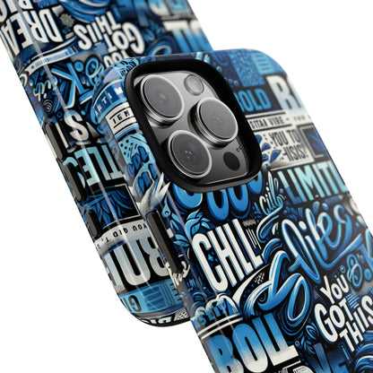 Vibrant Protective Phone Case with Playful Typography Design in Blue – Stylish Self-Expression Accessory Compatible with iPhone 13, 14, 15 & 16 – all models including Pro, Pro Max & Plus