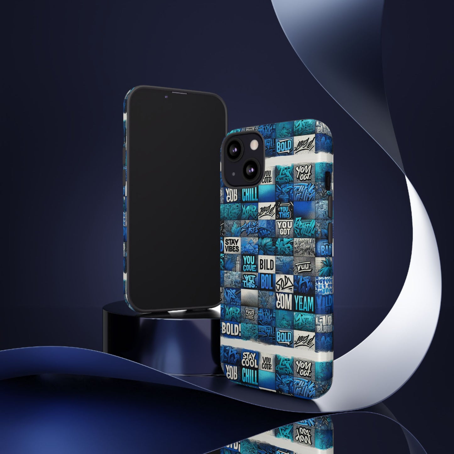 vibrant 3d graphic protective phone case with blue design – playful accessory for stylish protection compatible with iphone 13, 14, 15 & 16 – all models including pro, pro max & plus