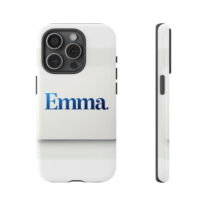 Elegant Personalised Protective Phone Case in White with Blue Typography for Stylish Individuals Compatible with iPhone 13, 14, 15 & 16 – All Models Including Pro, Pro Max & Plus
